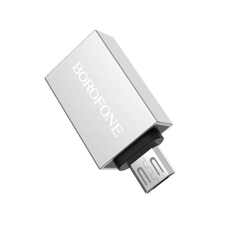 ADAPTADOR BOROFONE OTG USB PARA MICRO USB PRATA